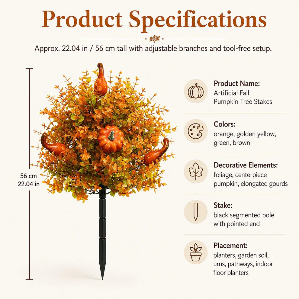 🔥Last Day 50% OFF – Artificial Fall Pumpkin Tree Stakes🍂