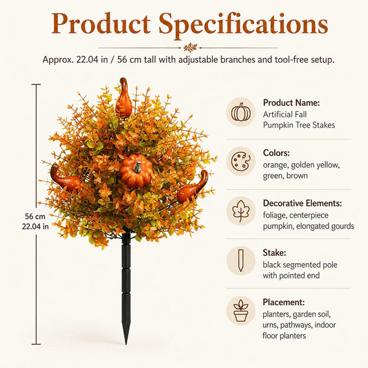 🔥Last Day 50% OFF – Artificial Fall Pumpkin Tree Stakes🍂