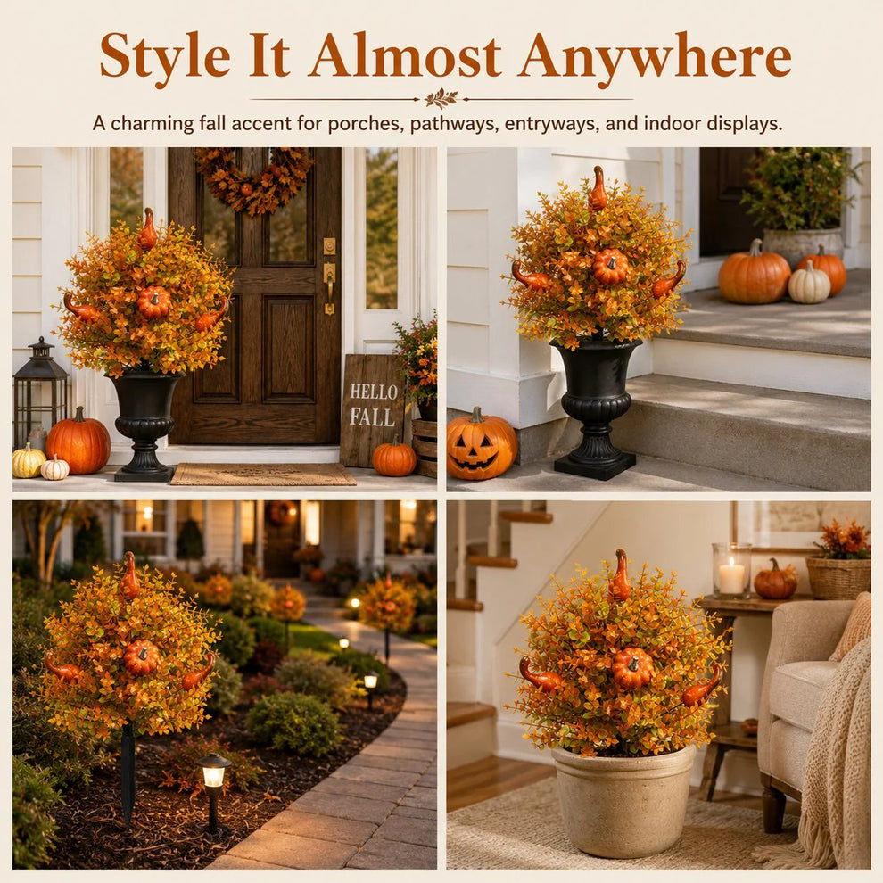 🔥Last Day 50% OFF – Artificial Fall Pumpkin Tree Stakes🍂
