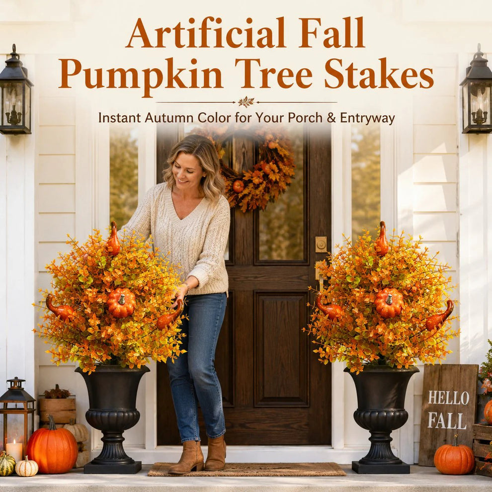 🔥Last Day 50% OFF – Artificial Fall Pumpkin Tree Stakes🍂