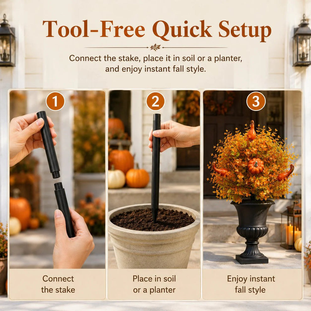 🔥Last Day 50% OFF – Artificial Fall Pumpkin Tree Stakes🍂